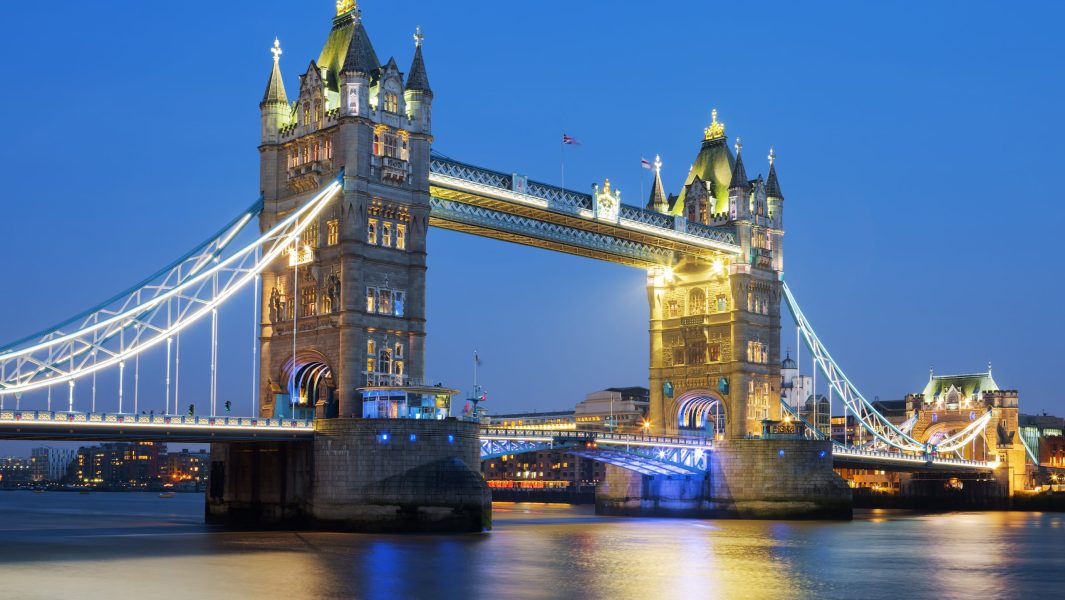 Famous Tower Bridge in the evening, London, England